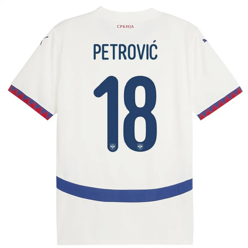 Danxen Niño Camiseta Serbia Emilija Petrovic #18 Blanco 2ª Equipación 24-26 La Camisa