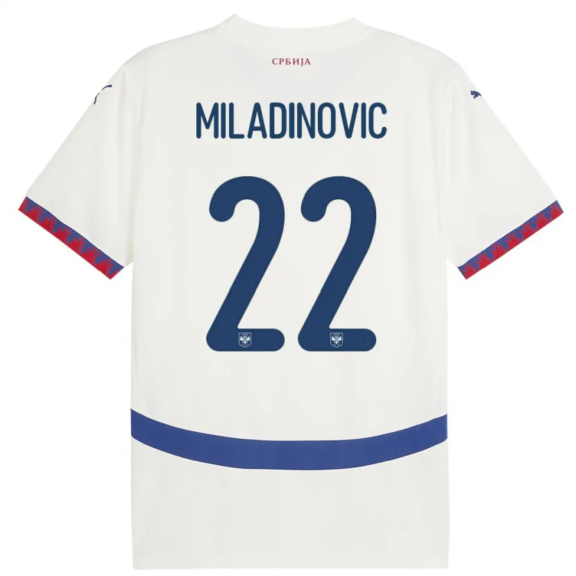 Danxen Niño Camiseta Serbia Igor Miladinovic #22 Blanco 2ª Equipación 24-26 La Camisa