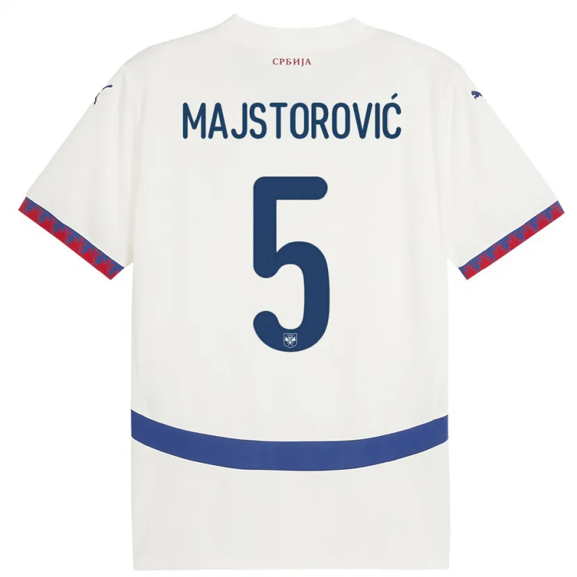 Danxen Niño Camiseta Serbia Milan Majstorovic #5 Blanco 2ª Equipación 24-26 La Camisa
