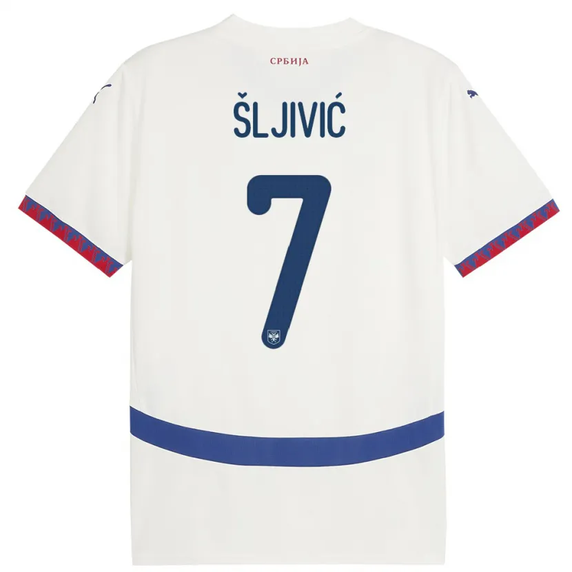 Danxen Niño Camiseta Serbia Jovan Sljivic #7 Blanco 2ª Equipación 24-26 La Camisa