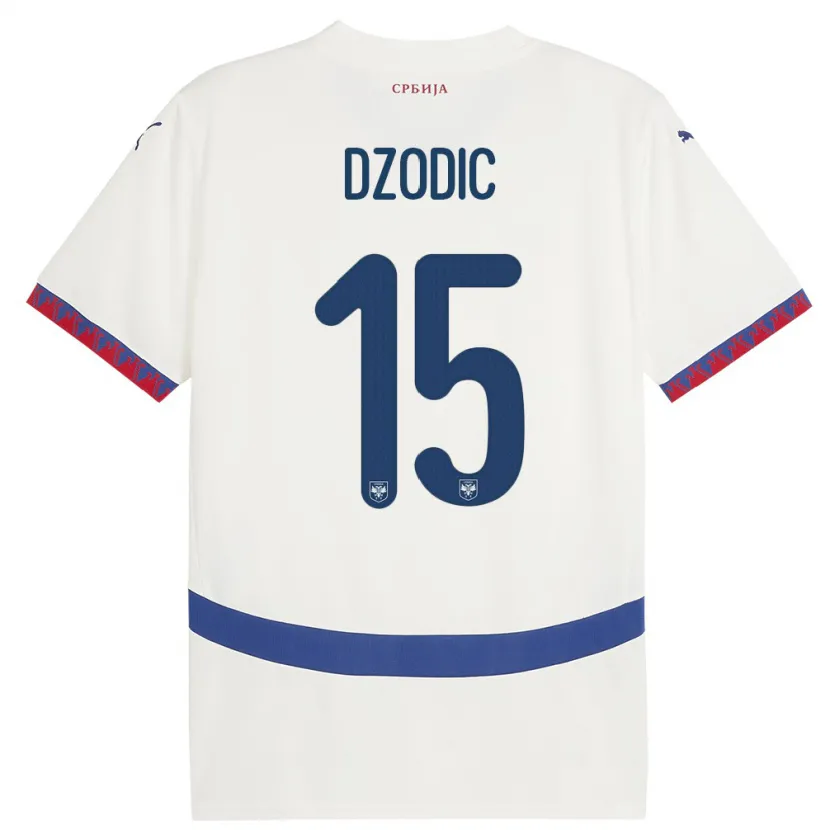 Danxen Niño Camiseta Serbia Stefan Dzodic #15 Blanco 2ª Equipación 24-26 La Camisa