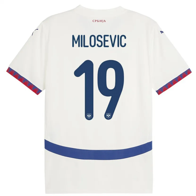Danxen Niño Camiseta Serbia Jovan Milosevic #19 Blanco 2ª Equipación 24-26 La Camisa