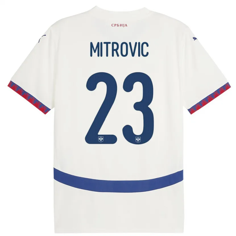 Danxen Niño Camiseta Serbia Vuk Mitrovic #23 Blanco 2ª Equipación 24-26 La Camisa