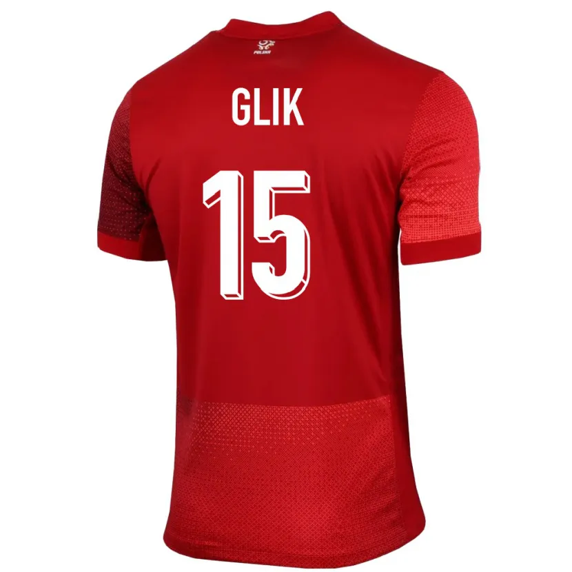 Danxen Niño Camiseta Polonia Kamil Glik #15 Rojo 2ª Equipación 24-26 La Camisa