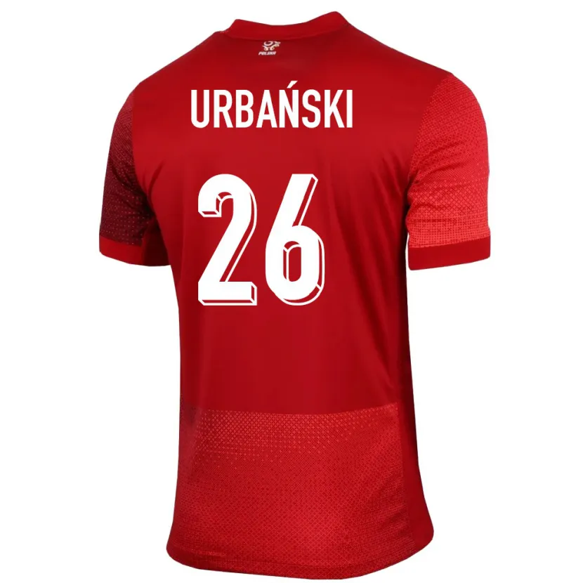 Danxen Niño Camiseta Polonia Kacper Urbanski #26 Rojo 2ª Equipación 24-26 La Camisa