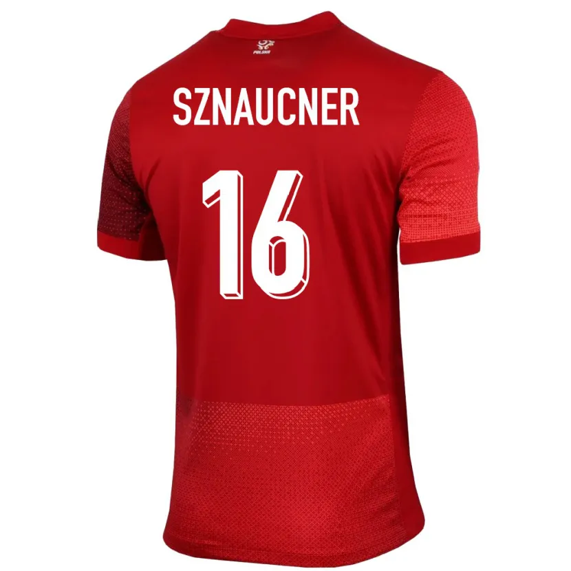 Danxen Niño Camiseta Polonia Maksymilian Sznaucner #16 Rojo 2ª Equipación 24-26 La Camisa
