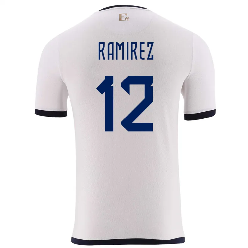 Danxen Niño Camiseta Ecuador Moises Ramirez #12 Blanco 2ª Equipación 24-26 La Camisa
