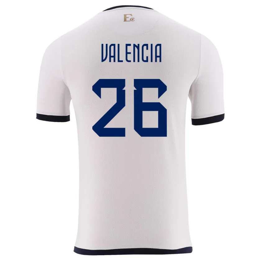 Danxen Niño Camiseta Ecuador Anthony Valencia #26 Blanco 2ª Equipación 24-26 La Camisa