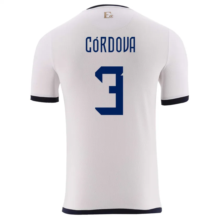 Danxen Niño Camiseta Ecuador Luis Cordova #3 Blanco 2ª Equipación 24-26 La Camisa