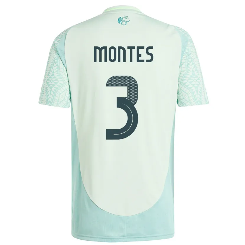 Danxen Niño Camiseta México Cesar Montes #3 Lino Verde 2ª Equipación 24-26 La Camisa
