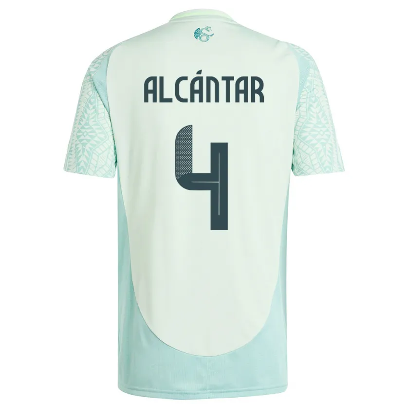 Danxen Niño Camiseta México Jesus Alcantar #4 Lino Verde 2ª Equipación 24-26 La Camisa