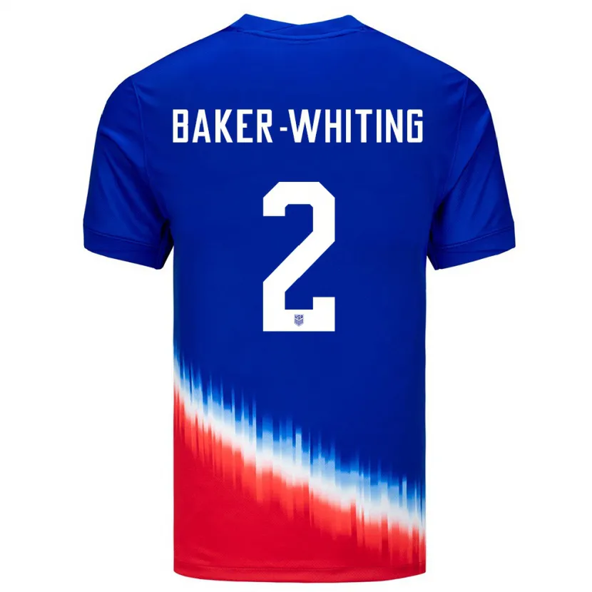 Danxen Niño Camiseta Estados Unidos Reed Baker Whiting #2 Azul 2ª Equipación 24-26 La Camisa