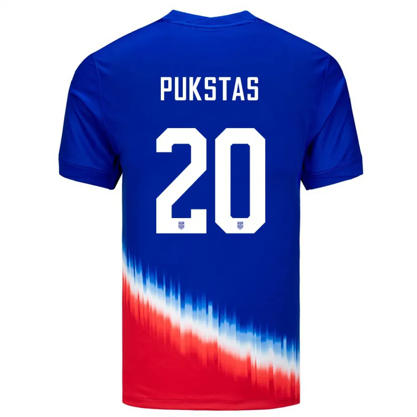 Danxen Niño Camiseta Estados Unidos Rokas Pukstas #20 Azul 2ª Equipación 24-26 La Camisa