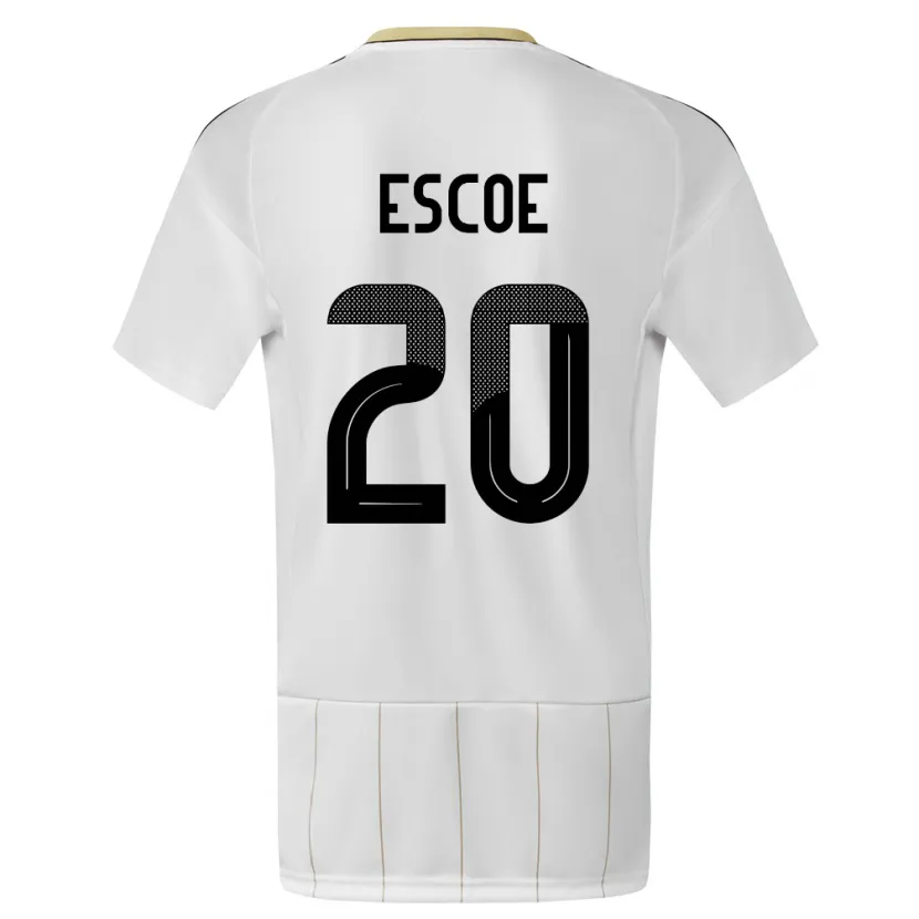 Danxen Niño Camiseta Costa Rica Enyel Escoe #20 Blanco 2ª Equipación 24-26 La Camisa