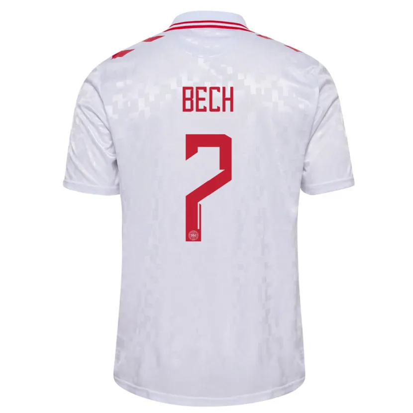 Danxen Niño Camiseta Dinamarca Tobias Bech #7 Blanco 2ª Equipación 24-26 La Camisa