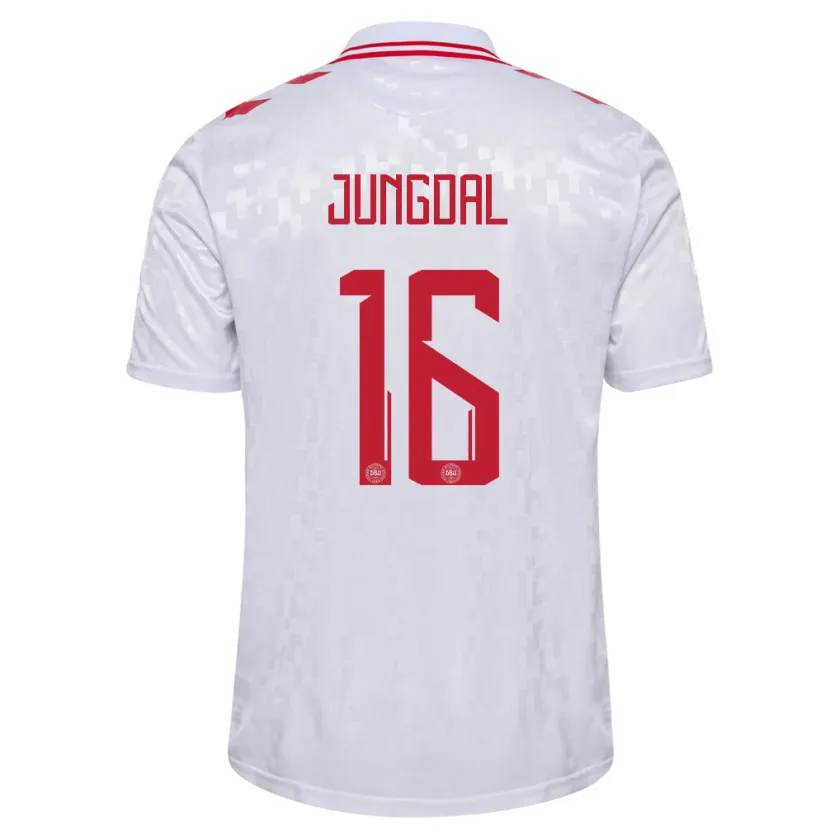Danxen Niño Camiseta Dinamarca Andreas Jungdal #16 Blanco 2ª Equipación 24-26 La Camisa