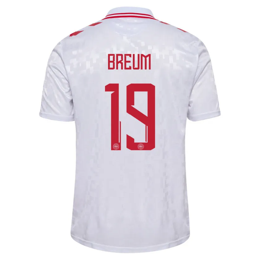 Danxen Niño Camiseta Dinamarca Jakob Breum #19 Blanco 2ª Equipación 24-26 La Camisa