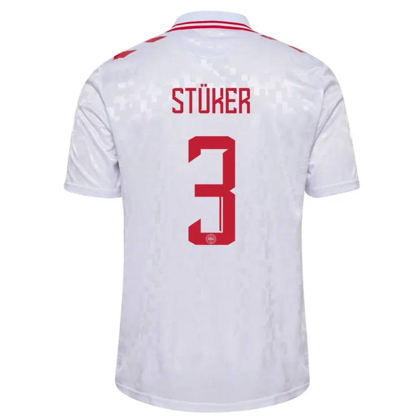 Danxen Niño Camiseta Dinamarca Simon Stüker #3 Blanco 2ª Equipación 24-26 La Camisa