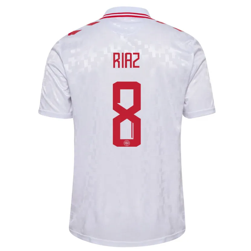 Danxen Niño Camiseta Dinamarca Danial Riaz #8 Blanco 2ª Equipación 24-26 La Camisa