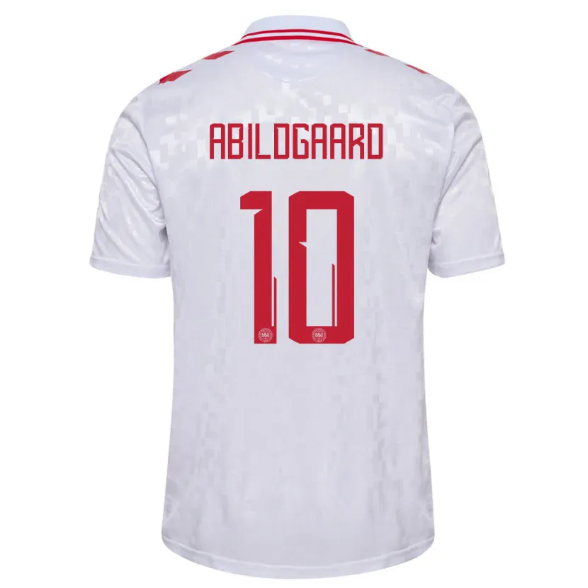 Danxen Niño Camiseta Dinamarca Lasse Abildgaard #10 Blanco 2ª Equipación 24-26 La Camisa