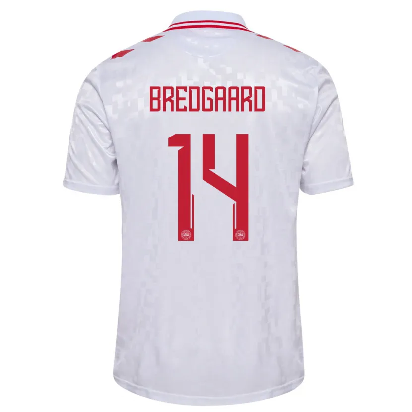 Danxen Niño Camiseta Dinamarca Sofie Bredgaard #14 Blanco 2ª Equipación 24-26 La Camisa
