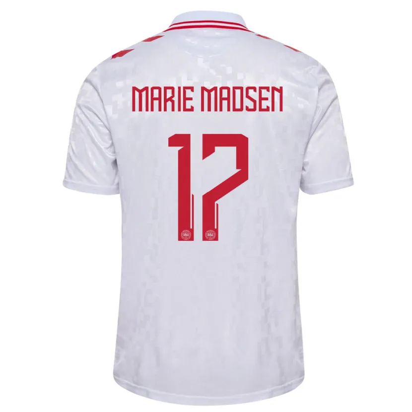 Danxen Niño Camiseta Dinamarca Rikke Marie Madsen #17 Blanco 2ª Equipación 24-26 La Camisa