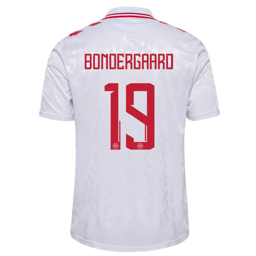 Danxen Niño Camiseta Dinamarca Asbjorn Bondergaard #19 Blanco 2ª Equipación 24-26 La Camisa