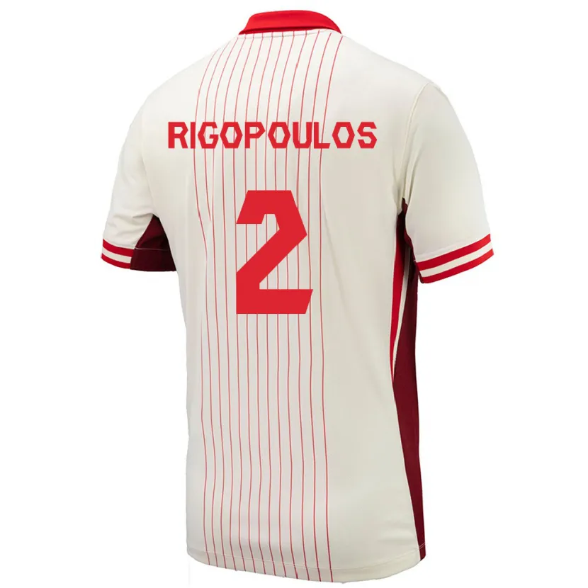 Danxen Niño Camiseta Canadá Theo Rigopoulos #2 Blanco 2ª Equipación 24-26 La Camisa