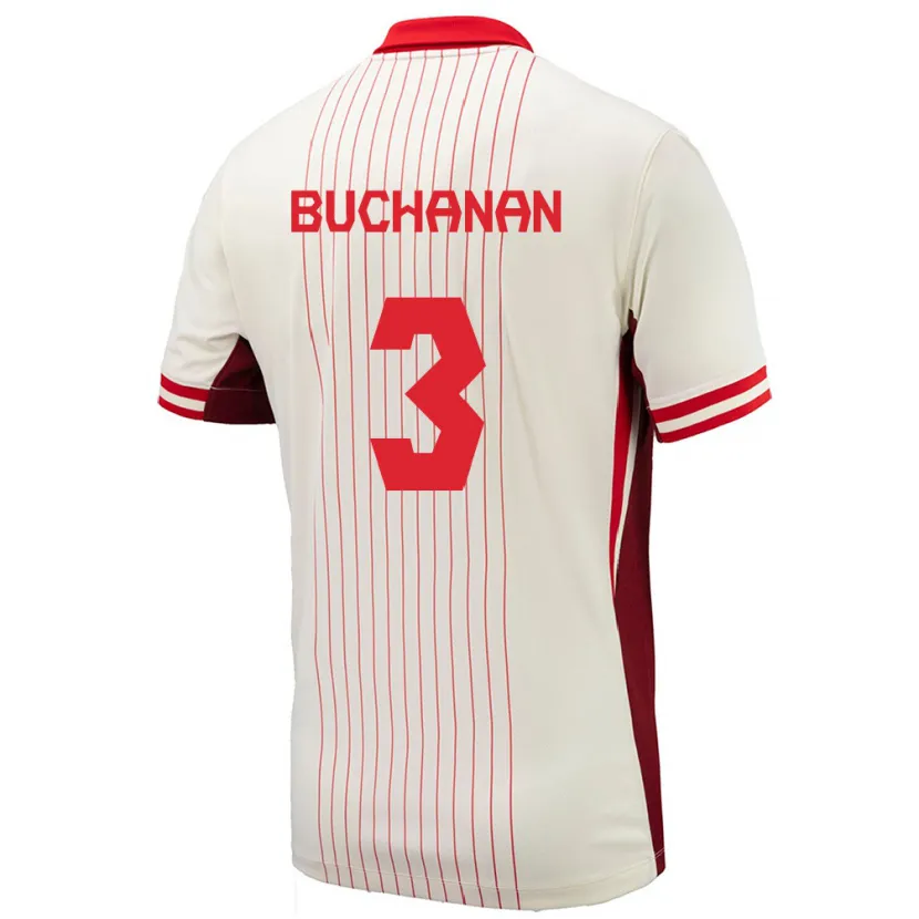 Danxen Niño Camiseta Canadá Kadeisha Buchanan #3 Blanco 2ª Equipación 24-26 La Camisa