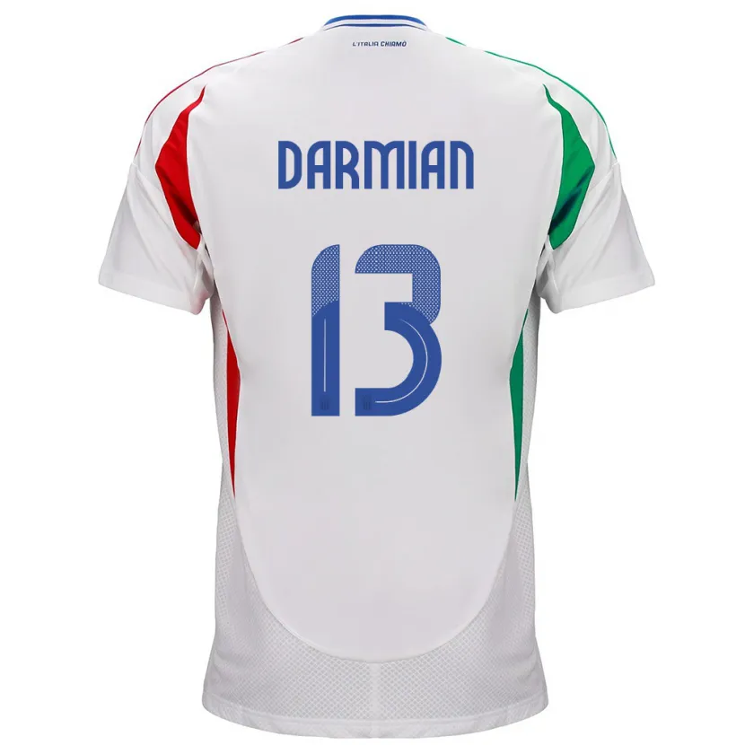 Danxen Niño Camiseta Italia Matteo Darmian #13 Blanco 2ª Equipación 24-26 La Camisa
