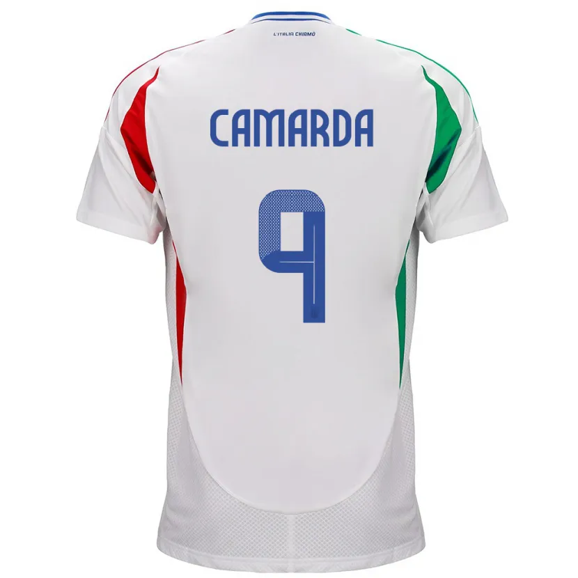 Danxen Niño Camiseta Italia Francesco Camarda #9 Blanco 2ª Equipación 24-26 La Camisa