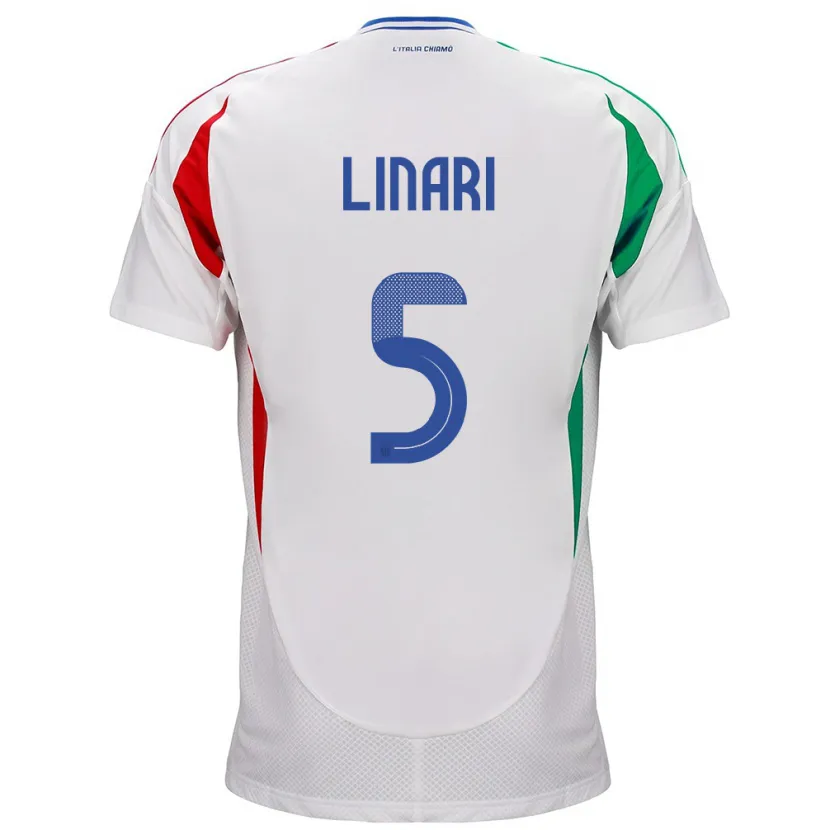 Danxen Niño Camiseta Italia Elena Linari #5 Blanco 2ª Equipación 24-26 La Camisa
