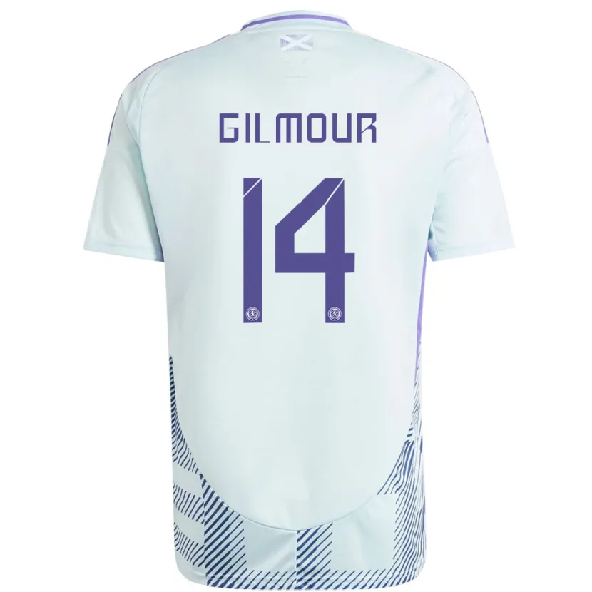 Danxen Niño Camiseta Escocia Billy Gilmour #14 Azul Menta Claro 2ª Equipación 24-26 La Camisa
