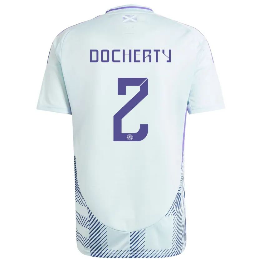 Danxen Niño Camiseta Escocia Nicola Docherty #2 Azul Menta Claro 2ª Equipación 24-26 La Camisa