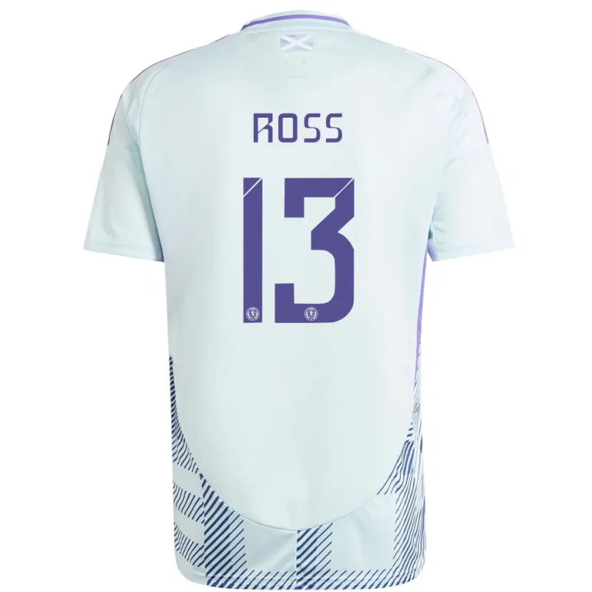 Danxen Niño Camiseta Escocia Jane Ross #13 Azul Menta Claro 2ª Equipación 24-26 La Camisa