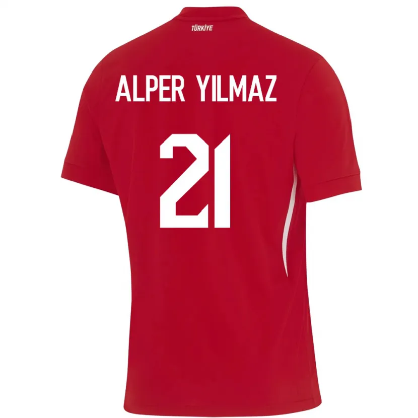 Danxen Niño Camiseta Turquía Barış Alper Yılmaz #21 Rojo 2ª Equipación 24-26 La Camisa