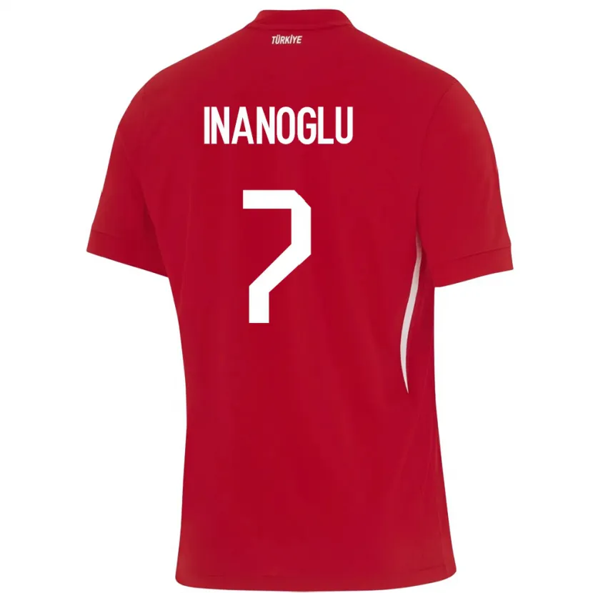 Danxen Niño Camiseta Turquía Kaan İnanoğlu #7 Rojo 2ª Equipación 24-26 La Camisa