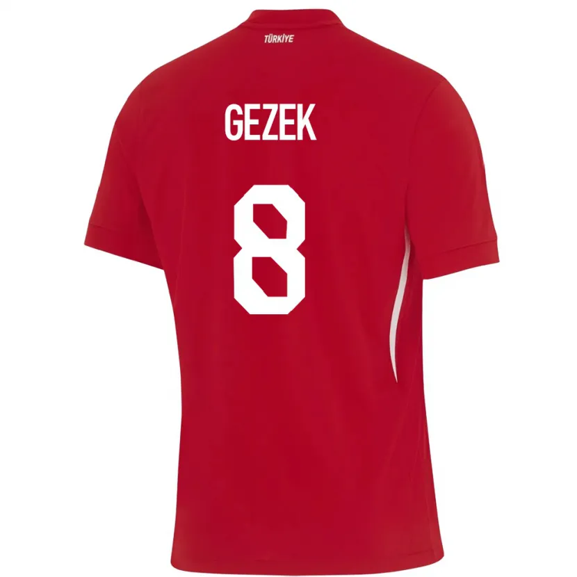 Danxen Niño Camiseta Turquía Baran Gezek #8 Rojo 2ª Equipación 24-26 La Camisa