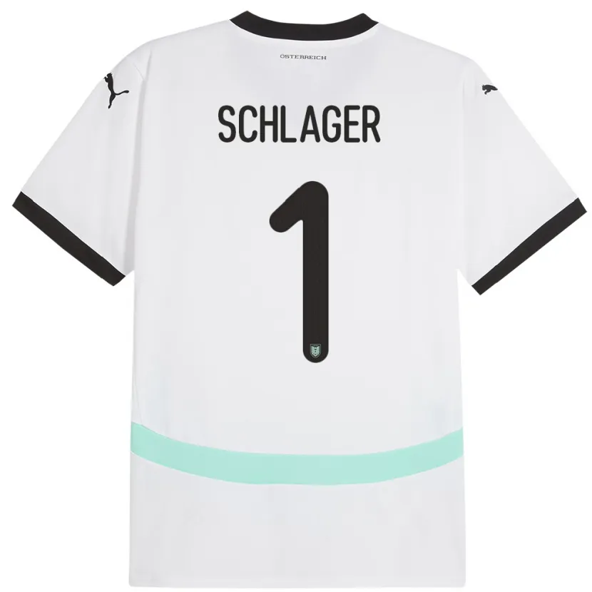 Danxen Niño Camiseta Austria Alexander Schlager #1 Blanco 2ª Equipación 24-26 La Camisa