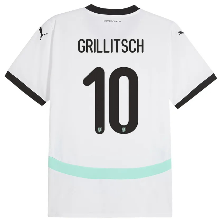 Danxen Niño Camiseta Austria Florian Grillitsch #10 Blanco 2ª Equipación 24-26 La Camisa