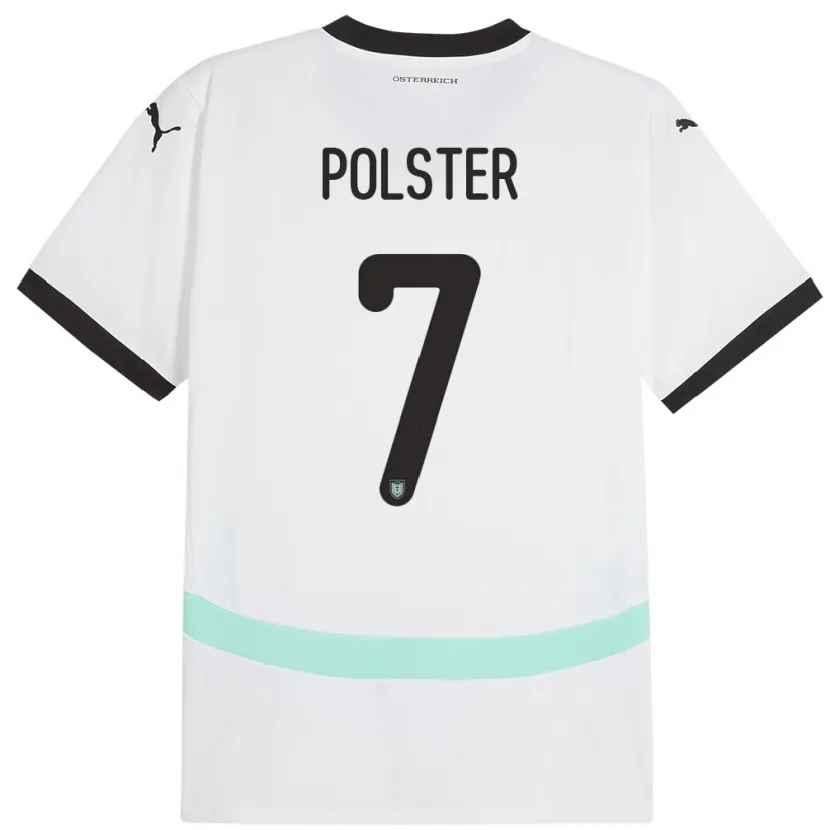 Danxen Niño Camiseta Austria Manuel Polster #7 Blanco 2ª Equipación 24-26 La Camisa