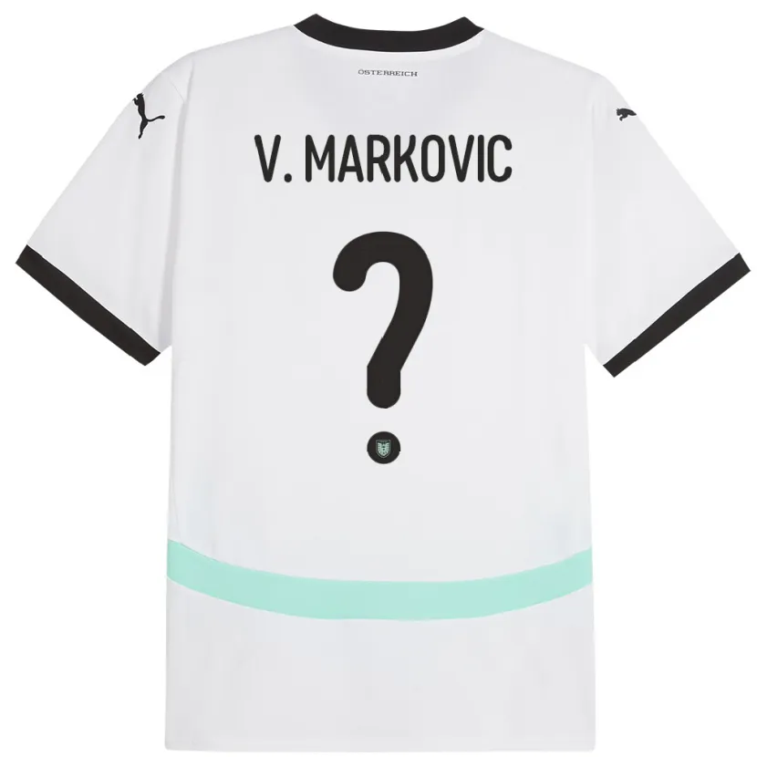 Danxen Niño Camiseta Austria Vasilije Markovic #0 Blanco 2ª Equipación 24-26 La Camisa