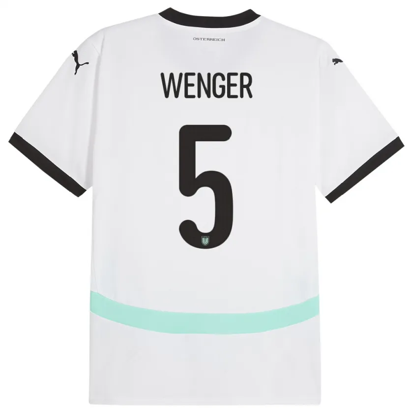 Danxen Niño Camiseta Austria Claudia Wenger #5 Blanco 2ª Equipación 24-26 La Camisa