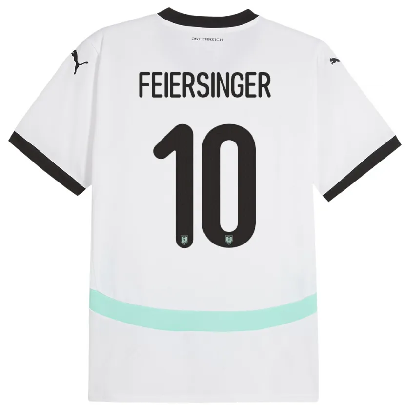 Danxen Niño Camiseta Austria Laura Feiersinger #10 Blanco 2ª Equipación 24-26 La Camisa