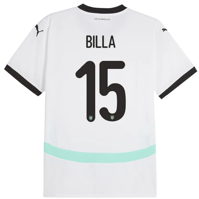 Danxen Niño Camiseta Austria Nicole Billa #15 Blanco 2ª Equipación 24-26 La Camisa