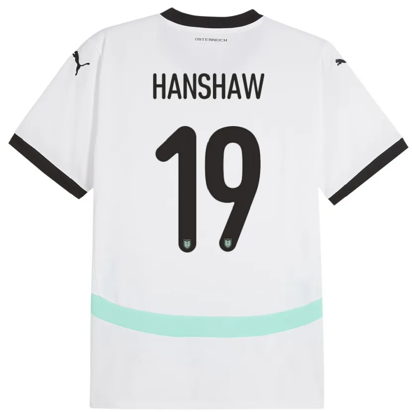 Danxen Niño Camiseta Austria Verena Hanshaw #19 Blanco 2ª Equipación 24-26 La Camisa