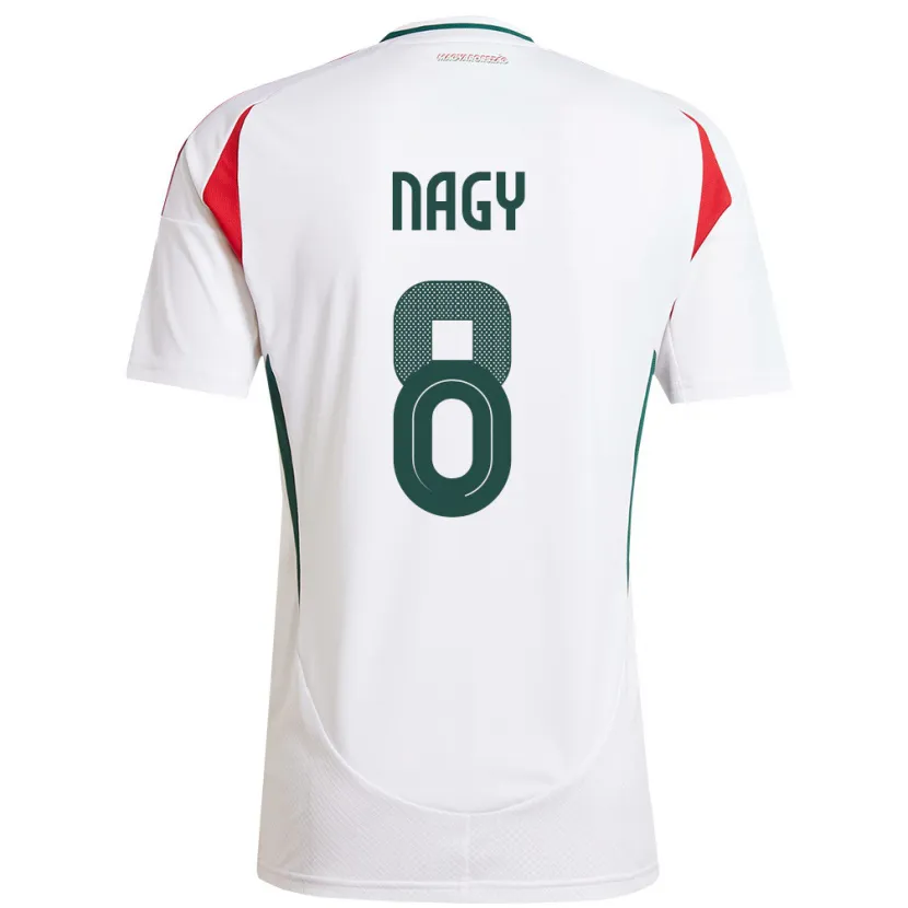 Danxen Niño Camiseta Hungría Ádám Nagy #8 Blanco 2ª Equipación 24-26 La Camisa