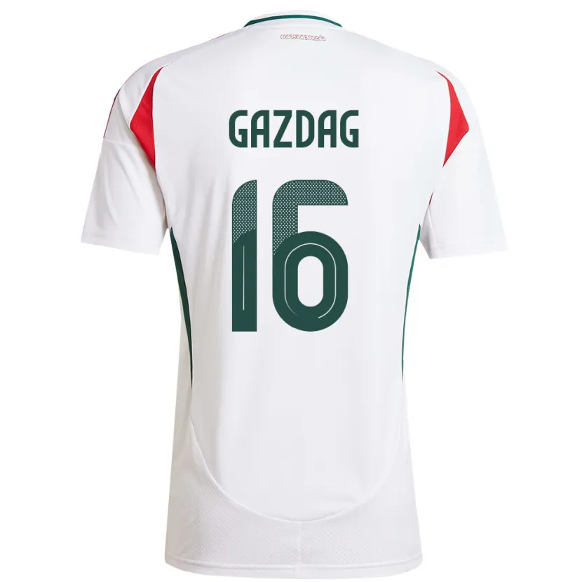 Danxen Niño Camiseta Hungría Dániel Gazdag #16 Blanco 2ª Equipación 24-26 La Camisa