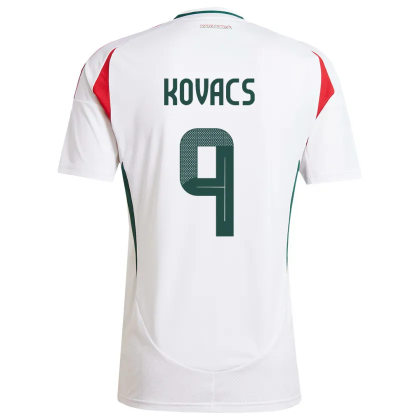 Danxen Niño Camiseta Hungría Patrik Kovács #9 Blanco 2ª Equipación 24-26 La Camisa