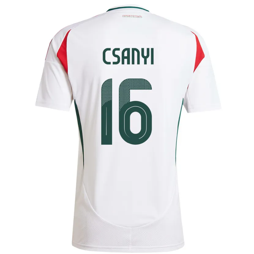 Danxen Niño Camiseta Hungría Diána Csányi #16 Blanco 2ª Equipación 24-26 La Camisa